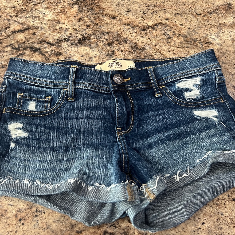 Hollister Blue Distressed Jean Shorts